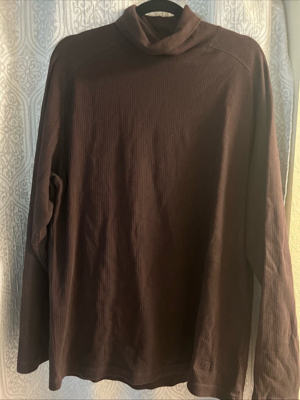 Hugo Boss Men's Chocolate Brown Ribbed Turtleneck Sweater